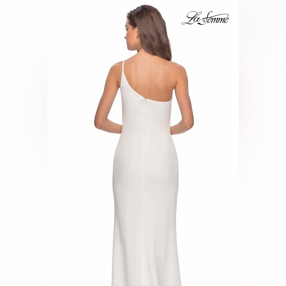 La Femme - 28176 One Shoulder Dress with High Slit - White - Picture 5 of 16